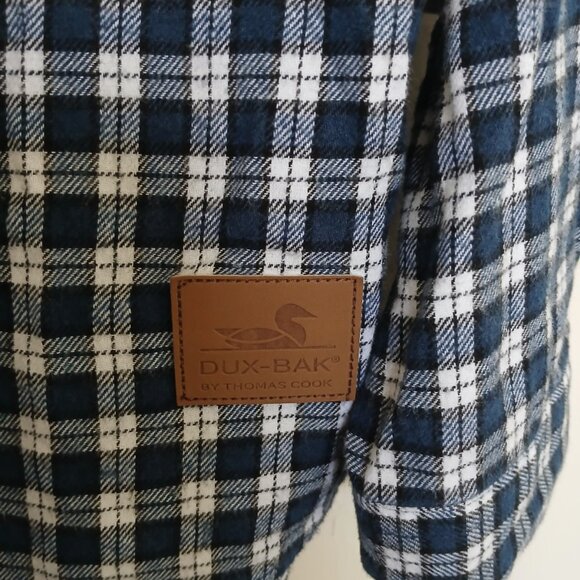 DuxBak Thomas Cook Shirt Men's Small Thermal Brushed Cotton Button Up Blue Plaid - Picture 8 of 11
